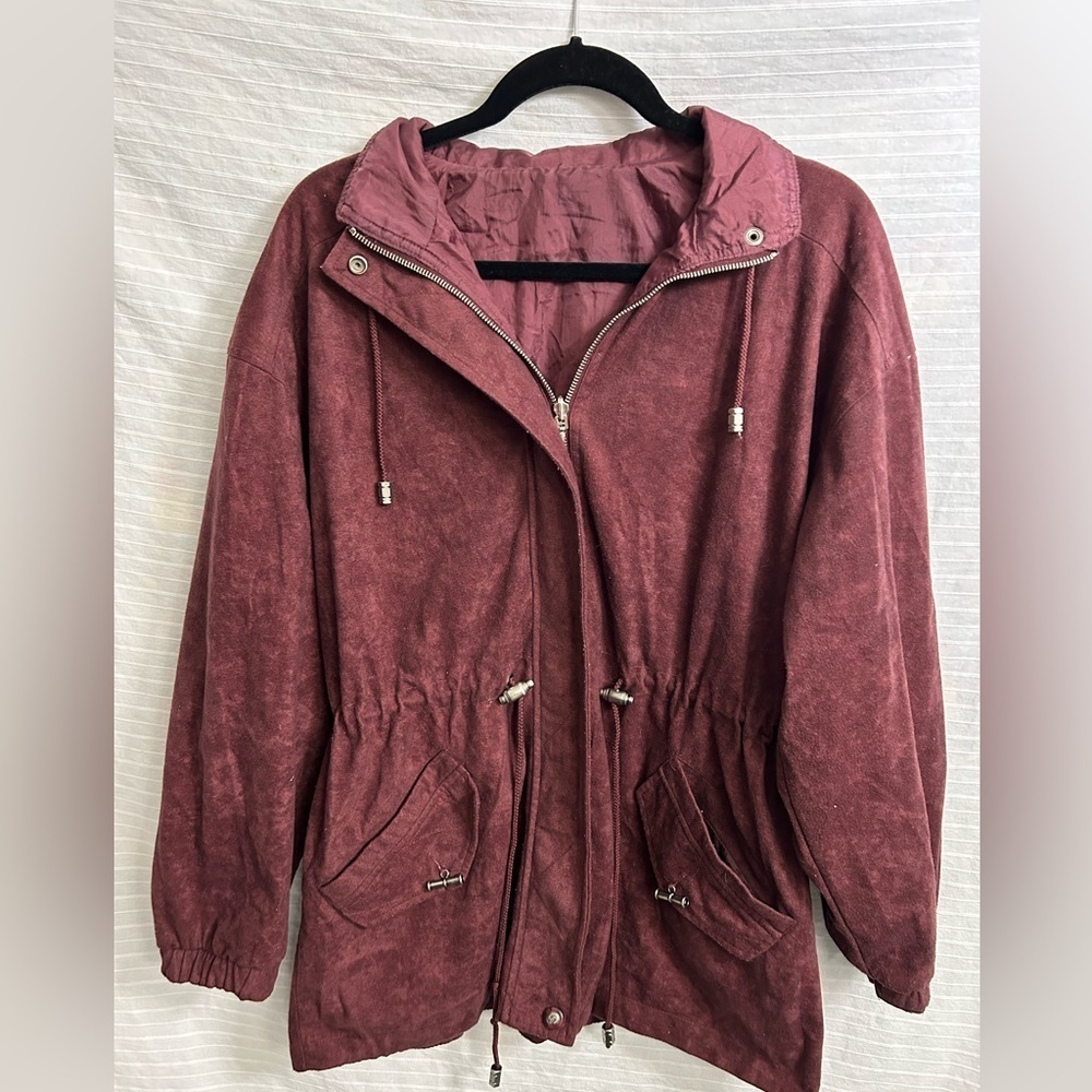 CS Signature Jacket Womens Medium Reversible Full Zip Velvet/Windbreaker Size S